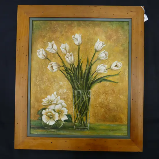 LG STILL LIFE; TULIPS, MIXED MEDIA 600x510mm