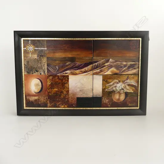 RTV CLAIRE WORRALL ACRYLIC 'PRIMITIVE BEGINNINGS(BUSHFIRE DREAMS) signed 300 x 508mm