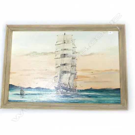 NZ TRADER THE TARANAKI ENTERING OTAGO HARBOUR OIL ON BOARD 900X590mm