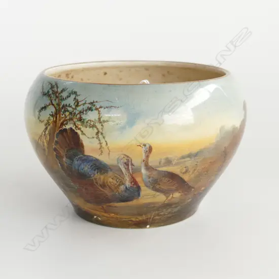 GRIMWADES WINTON HANDPAINTED PHEASANTS BOWL GB MARK DATED CIRCA 1906, DIA. 180mm