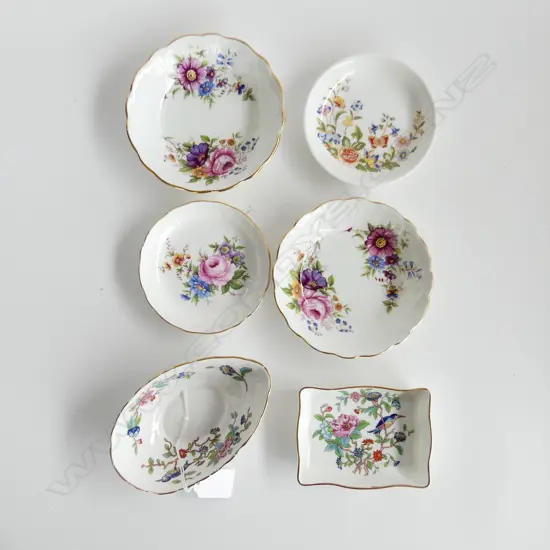 6 ANYSLEY BONE CHINA FLORAL DISHES ENGLAND