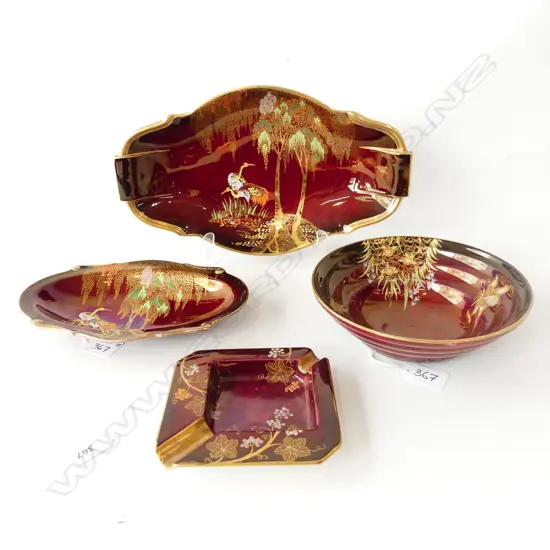4 CARLTON WARE ROUGE ROYAL DISHES L 300 MM