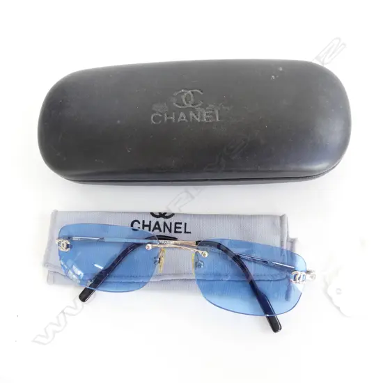 PR BLUE TINTED CHANEL GLASSES WITH CASE 