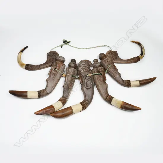 LG CARVED WOOD & BONE FIGURAL NECKLACE, FIGURAL H.185mm