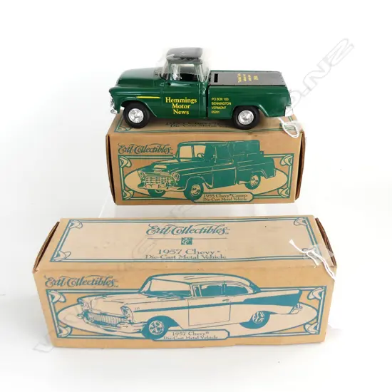2 ESTL BOXED DIE CAST MODELS 55CHEVY PICKUP L200MM & 57 CHEVY L230MM