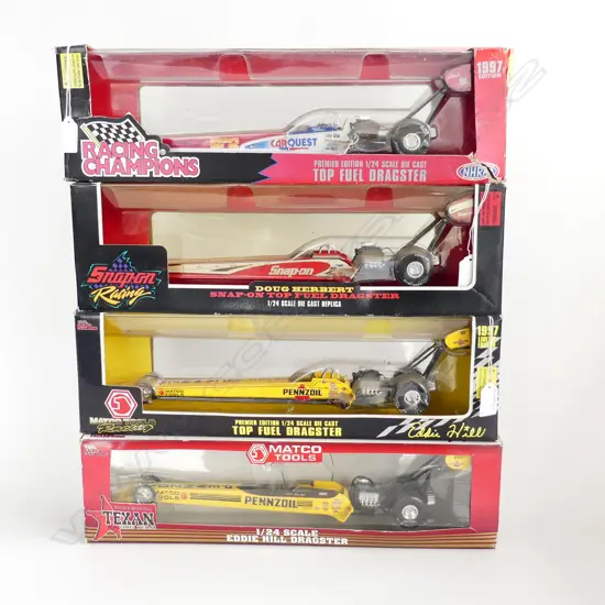 4 BOXED DIE CAST DRAGSTERS L450MM