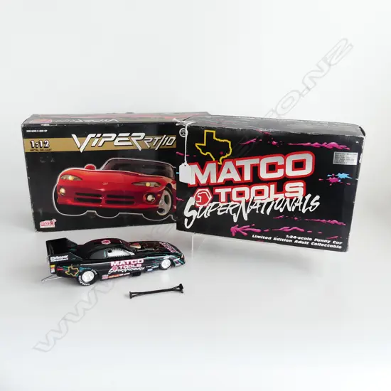 BOXED DIE CAST MODEL OF VIPER RT10 L400MM & BOXED FUNNY CAR L300MM