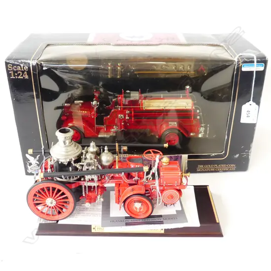 2 DIE CAST TOYS FRONT DRIVE STEAMER  L240MM & BOXED 1938 FIRE ENGINE L380MM