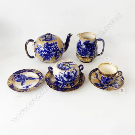  DOULTON BURSLEM IRIS PART TEASET. TEAPOT JUG ( NO LID) SUGAR AND TRIO.