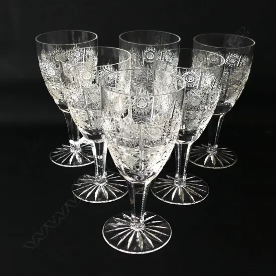 6 BOHEMIA CRYSTAL WINE GLASSES H.165mm