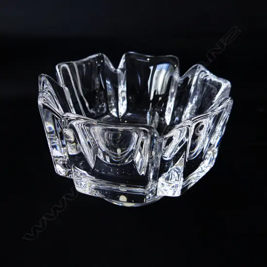 ORREFORS 'CORONA' SMALL CRYSTAL BOWL 115mm dia, BOXED