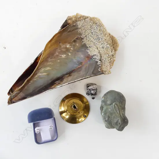 BRONZE RABBIT (L.100mm), SHELLS & ASSTED SMALLS (6)