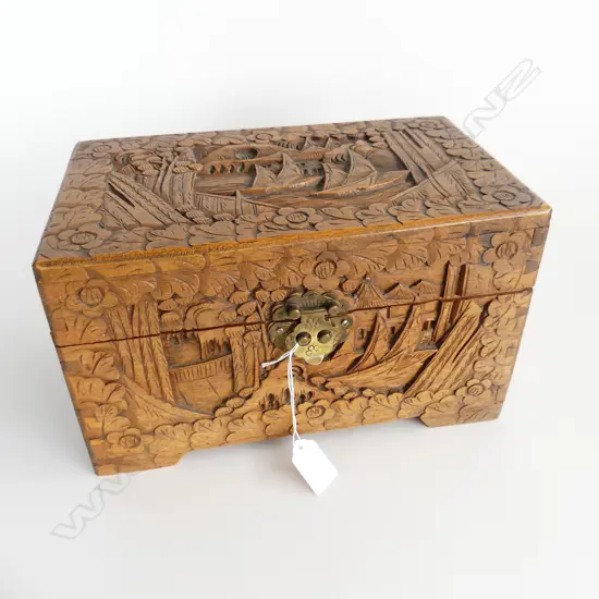 SMALL CARVED CAMPHOR BOX 300x185x175mm