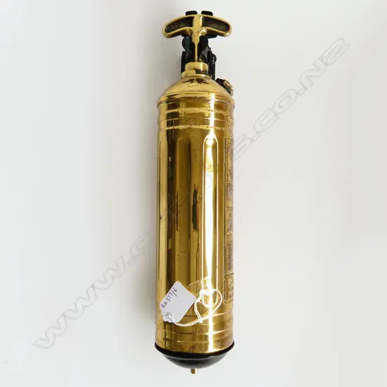 POLISHED BRASS WALL MOUNTED PYRENE FIRE EXTINGUISHER L360MM
