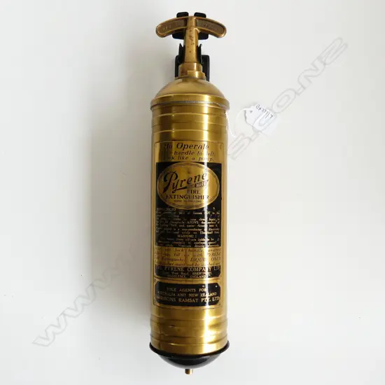 POLISHED BRASS WALL MOUNTED PYRENE FIRE EXTINGUISHER L360MM