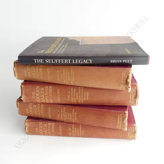 5 BOOKS; BRIAN PEET 'THE SEUFFERT LEGACY' + 4x 'THE MODERN BAKER' J. KIRKLAND 1911