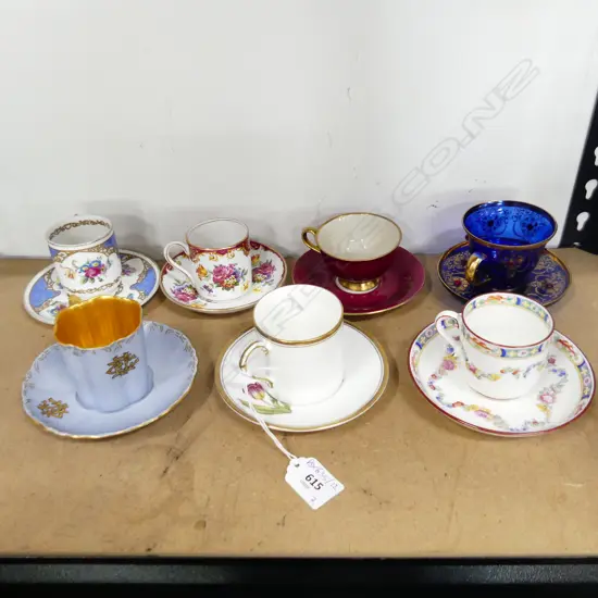 7 ASST. DEMITASSE CUPS & SAUCERS