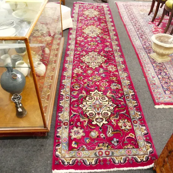 HAND KNOTTED WOOL PILE PERSIAN ISFAHAN RUNNER 3860x840mm