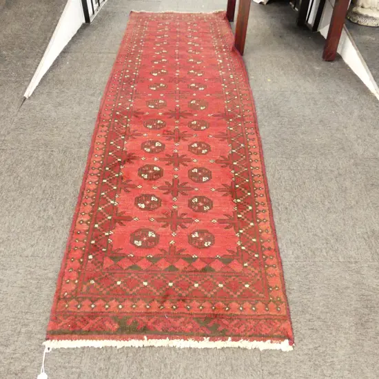 HAND WOVEN RED HALLWAY RUNNER 2800 X 760mm