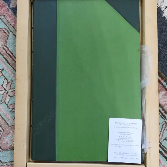 BOOK 'ILLUSTRATIONS TO ADVENTURE IN NZ' BY EDWARD JERNINGHAM WAKEFIELD, FASCIMILE ED OF 500 COPIES, PUB 1968,565 X 370mm