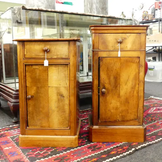 NEAR PAIR ANTIQUE BEDSIDE CABINETS...