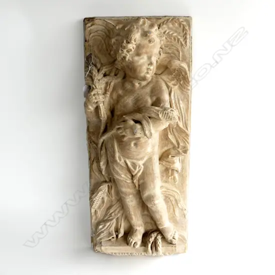 FIBRE GLASS PANEL; CHERUB w. GRAIN 750x320mm some losses