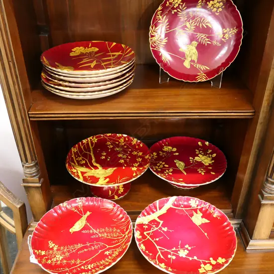 12 ANTIQUE MINTONS PLATES (4 COMPORTS 225mm dia)