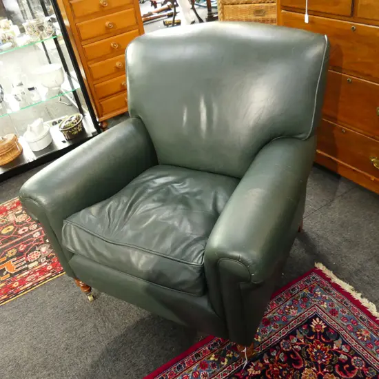 **RTV** GREEN LEATHER CLUB CHAIR 900x900x850mm