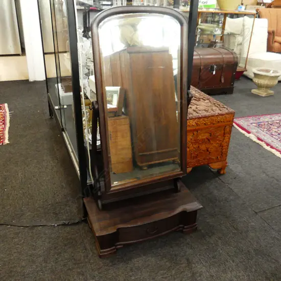 ROSEWOOD 1930’S DRESSING MIRROR drawers to base H1130mm