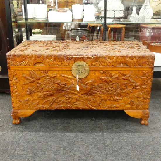 CARVED CAMPHOR CHEST 890x430x480mm