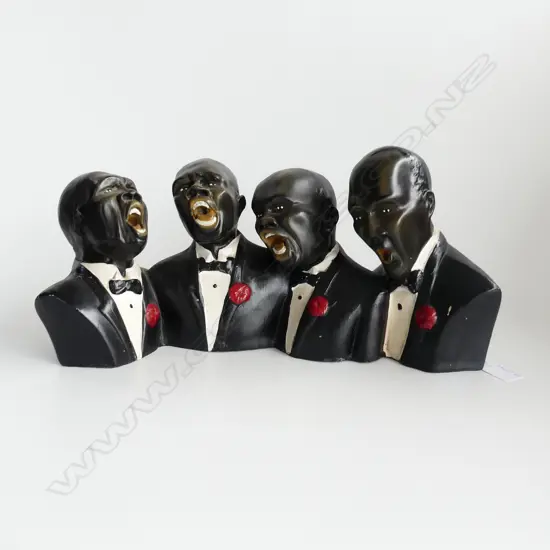 PAINTED RESIN JAZZ QUARTET SCULPTURE L.410mm