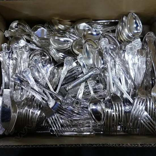 HUGE LOT OF SILVER PLATE CUTLERY SET, ALL SAME PATTERN,  KNIVES, FORKS, CAKE, FISH,SPOONS ETC..