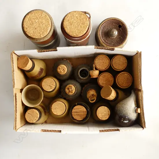 BOX LOT ASST. STUDIO POTTERY CONTAINERS