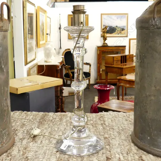 VINTAGE GLASS VAL ST LAMBERT LAMP BASE H. 500mm SIGNED TO BASE