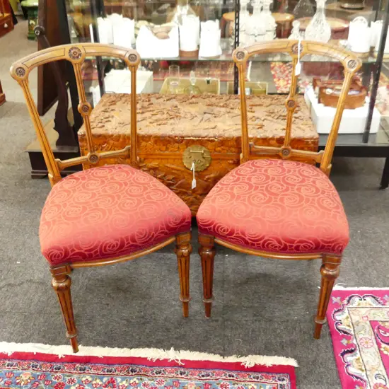 PR EDWARDIAN DINING CHAIRS; RED SEATS