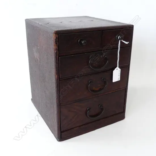 OLD JAPANESE ELM SMALL COLLECTOR'S CHEST 5 drawer. H.265mm
