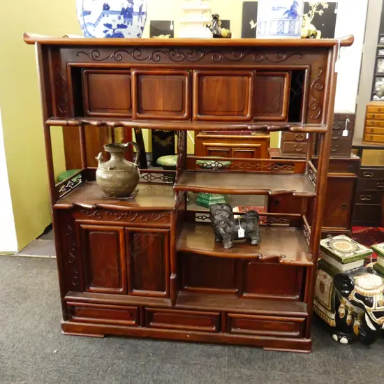 QUALITY VINTAGE JAPANESE HEAVY ROSEWOOD DISPLAY CABINET