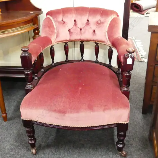 VICTORIAN TUB CHAIR - PINK UPHOLSTERY