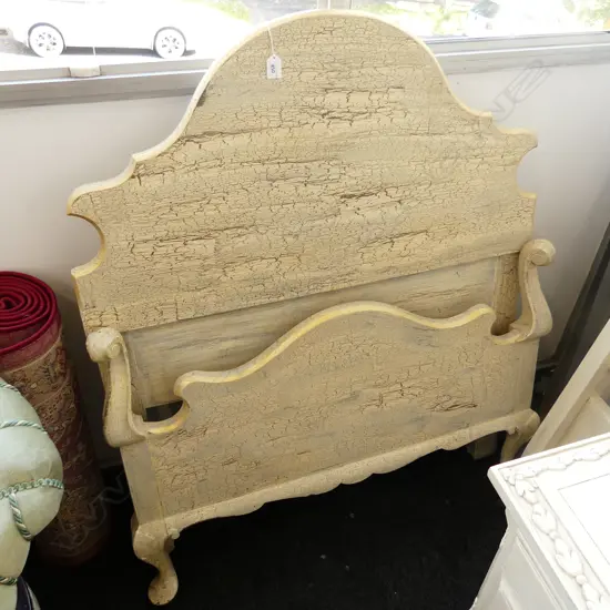 QUEEN ANNE SINGLE BED - CRACKLE GLAZE FINISH (WITH RAILS)