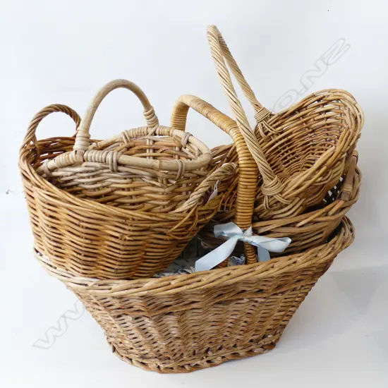 6 ASST CANE BASKETS INCL LAUNDRY BASKET
