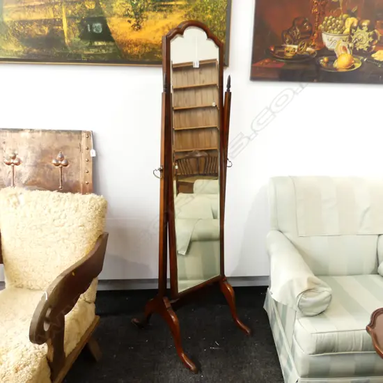 MAHOGANY CHEVAL DRESSING MIRROR H.1525mm