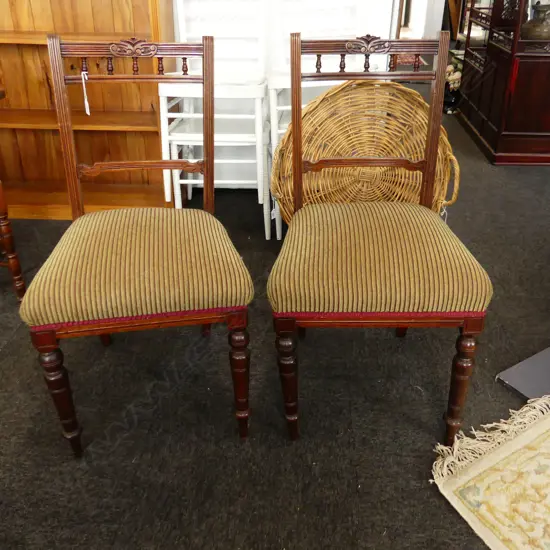 PR EDWARDIAN DINING CHAIRS; STRIPED SEAT
