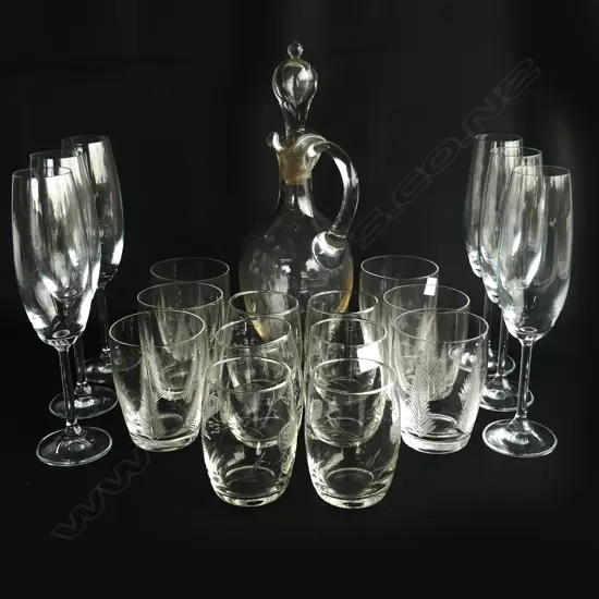 BOX LOT ASST GLASSES & DECANTER 