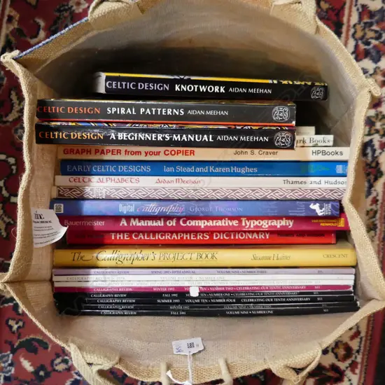 BAG OF BOOKS; CALLIGRAPHY / CELTIC DESIGN