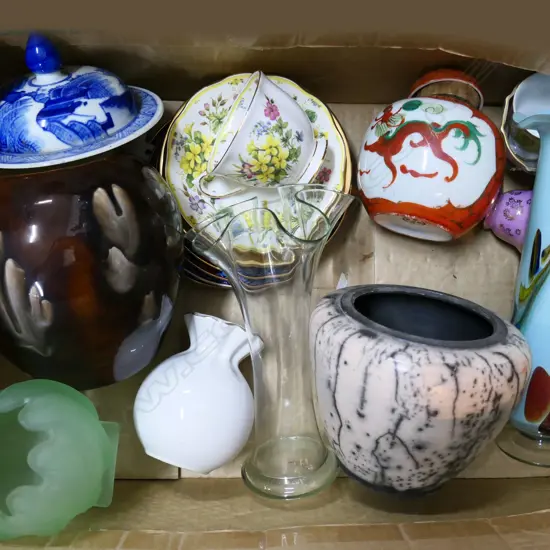 BOX LOT ASST. ORIENTAL CERAMICS ETC