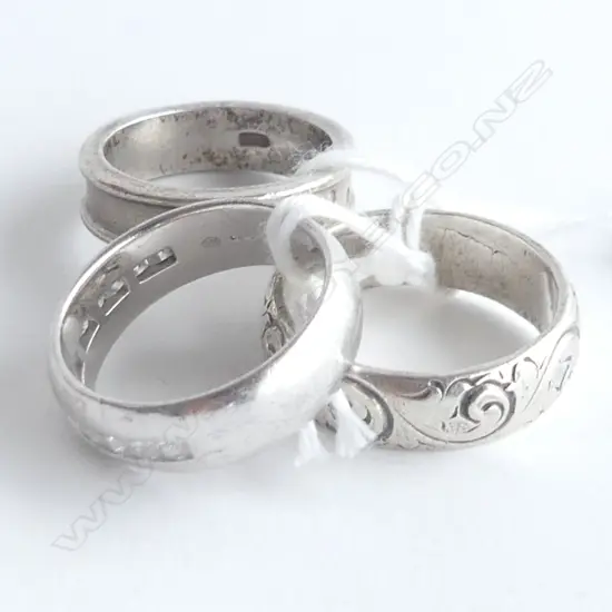 3 SILVER RINGS. 1x EMPORIO ARMANI
