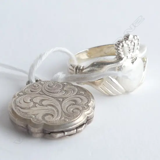 CLADDAGH RING(love loyalty & friendship) & SILVER LOCKET