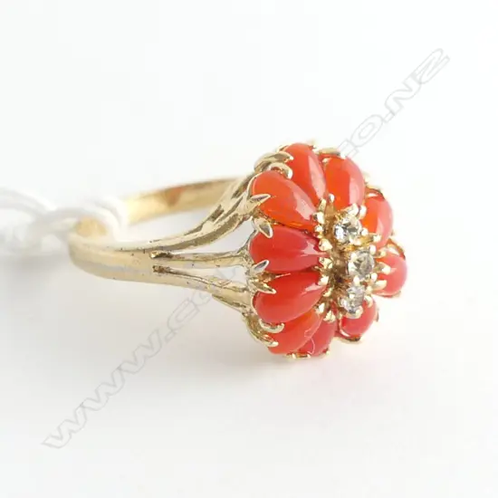 COSTUME CORAL CLUSTER RING size n1/2