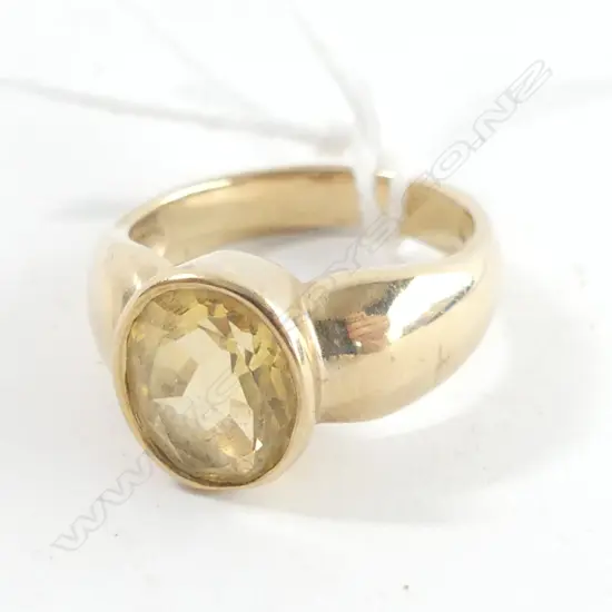 9CT GOLD & CITRINE RING 5.71GMS SIZE N