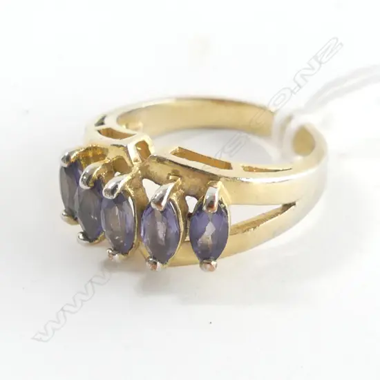 GOLD PLATED 925 SILVER & AMETHYST RING SIZE N